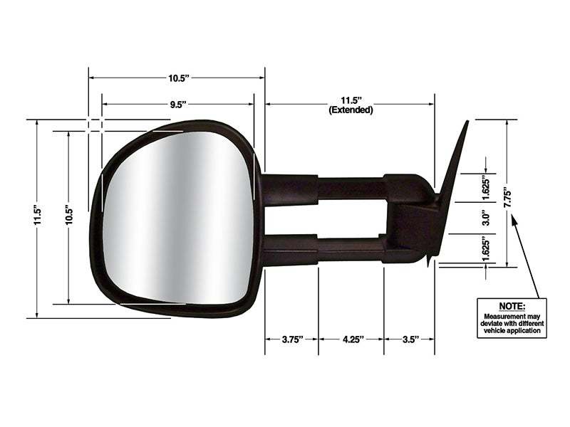 73600, CIPA Extendable Towing Mirrors for the Dodge Ram 1500, 2500, 3500