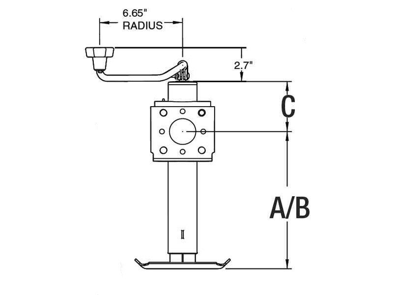 171412 Bulldog WeldOn Swivel Round Jack 2000 lbs. Capacity