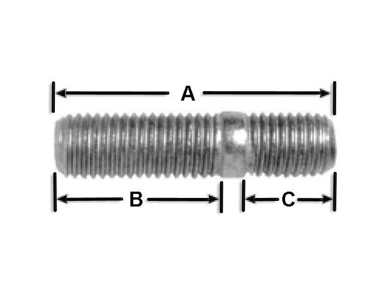 Double Threaded Wheel Stud 136003, 3/4"10, 3.00 inch Long