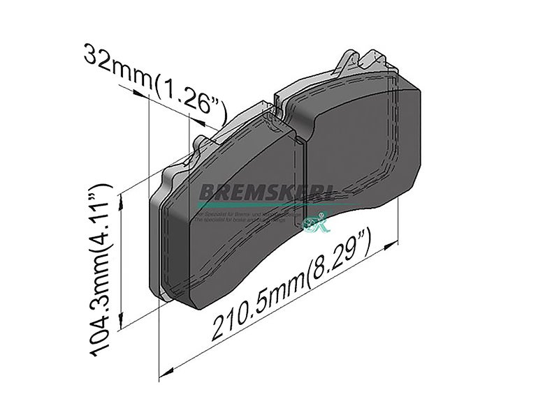 80400025, Bremskerl Air Disc Brake Pad Kit for Hendrickson Trailers