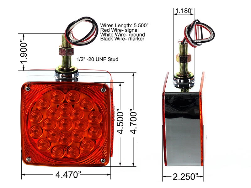 4801LEDR Square Right Side Front Turn Signal Lamp